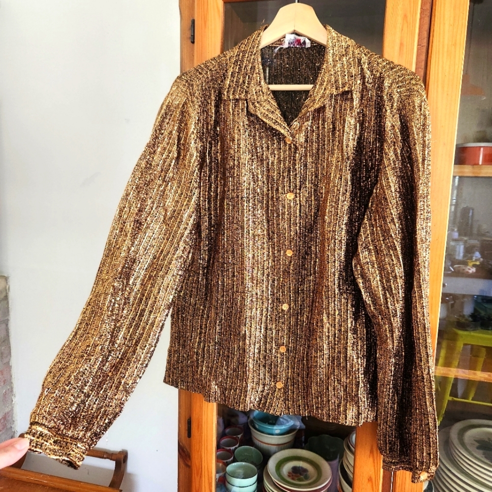 Vintage Disco Copper Metallic Blouse